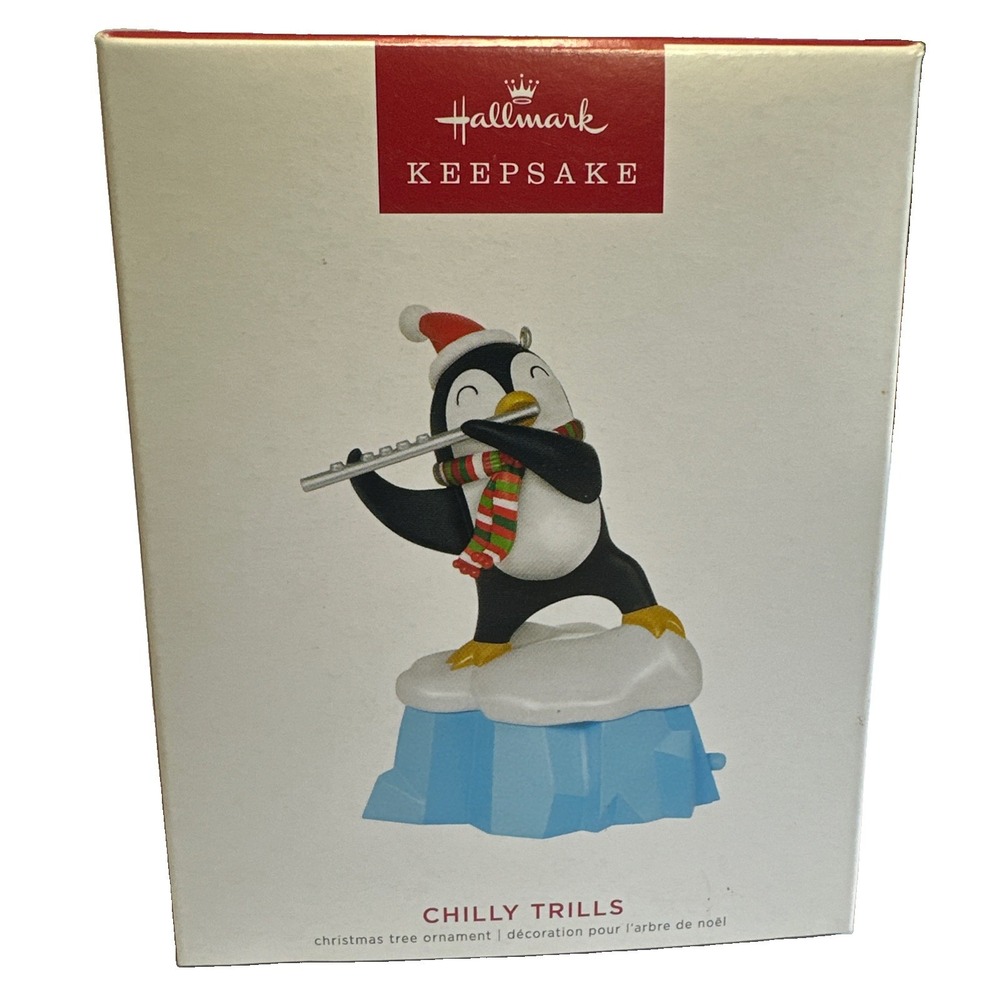 Hallmark Keepsake "Chilly Trills" Penguin with Flute Magic Sound Ornament 2022